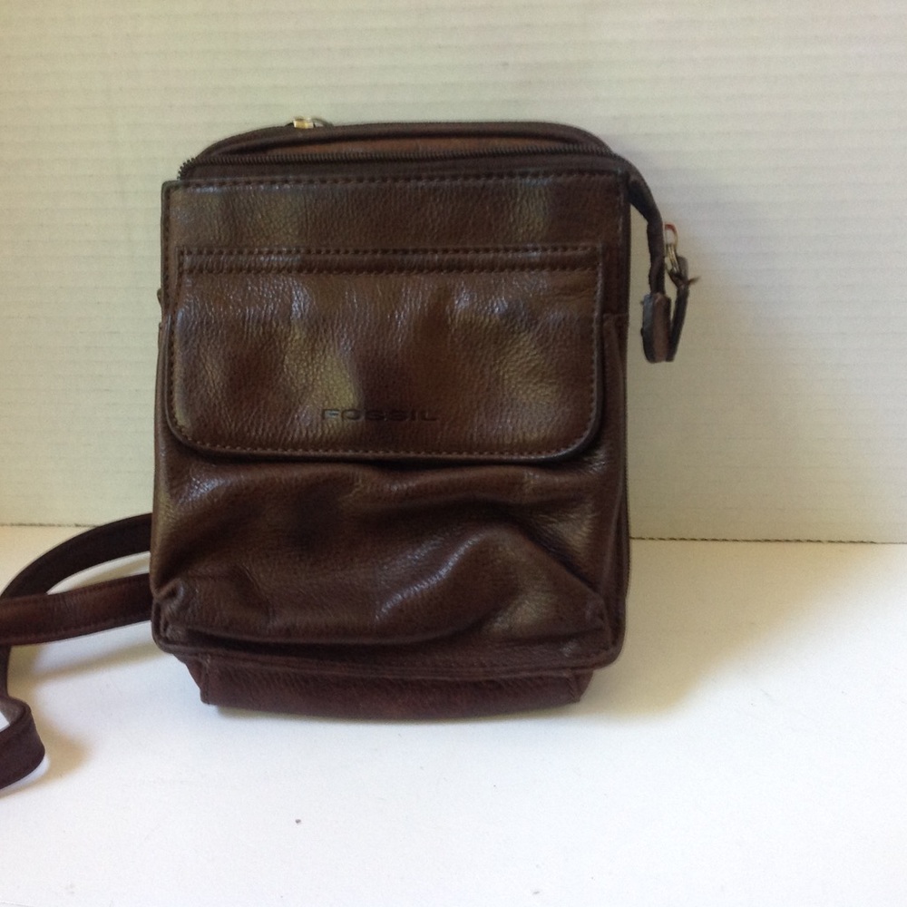 Vintage Fossil Brown Leather Crossbody Bag Pebble